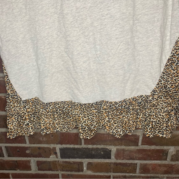 Umgee Plus Oatmeal Shirt With Animal Print Trim Size 1XL - Picture 3 of 8